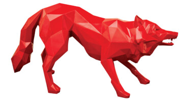Escultura titulada "Attacking Wolf" por Richard Orlinski, Obra de arte original, Resina