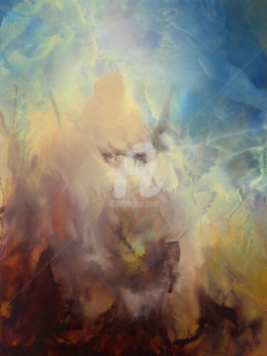 Peinture intitulée "Éruption" par Richard Paquette, Œuvre d'art originale, Huile Monté sur Châssis en bois