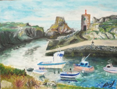 Painting titled "Port de la Meule" by Dominique Richard, Original Artwork, Acrylic