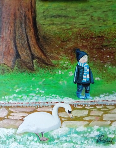 Pintura titulada "Au parc" por Dominique Richard, Obra de arte original, Oleo