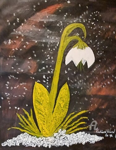 Painting titled "Snowdrop" by Richard Ward, Original Artwork, Acrylic