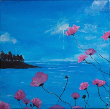 Painting titled "The blooming flowers" by Riddhi Padmanabhuni, Original Artwork, Acrylic Mounted on Wood Stretcher frame