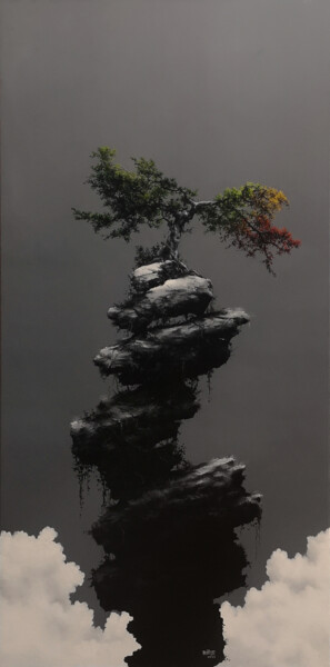 Картина под названием "Equilibre 46" - Riege, Подлинное произведение искусства, Масло Установлен на Деревянная рама для носи…