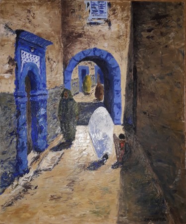 Schilderij getiteld "Essaouira alley" door Zakaria Rifki, Origineel Kunstwerk, Olie