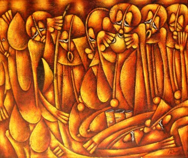 Pittura intitolato "musica terapeutica" da Malè, Opera d'arte originale, Olio