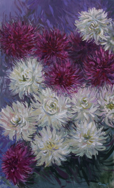 Pittura intitolato "Chrysanthemums (201…" da Rima Azatyan, Opera d'arte originale, Olio