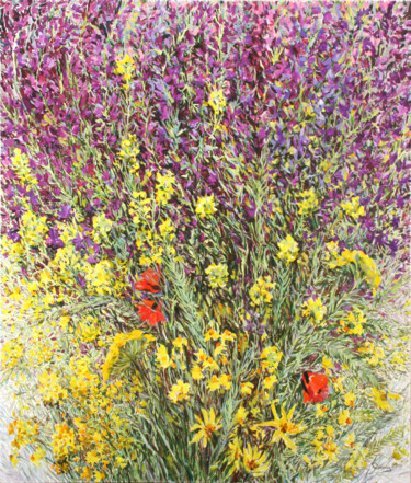 "Field flowers (yell…" başlıklı Tablo Rima Azatyan tarafından, Orijinal sanat, Petrol