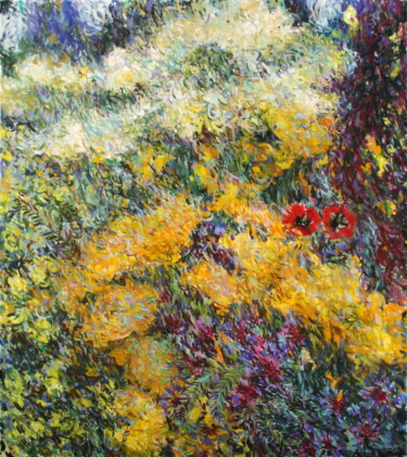 Pittura intitolato "Fields of flowers (…" da Rima Azatyan, Opera d'arte originale, Olio