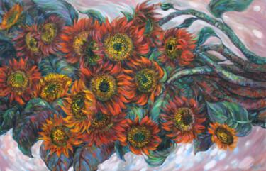 Ζωγραφική με τίτλο "Red sunflowers" από Rima Azatyan, Αυθεντικά έργα τέχνης, Λάδι