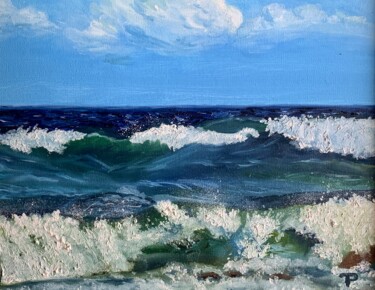 Painting titled "Seascape. Sea expan…" by Rimma Tagirova, Original Artwork, Oil