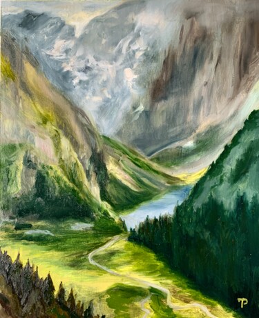Ζωγραφική με τίτλο "“Mountains” Landsca…" από Rimma Tagirova, Αυθεντικά έργα τέχνης, Λάδι