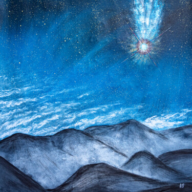 Pintura titulada "SHOOTING STAR, squa…" por Rimma Savina, Obra de arte original, Acrílico Montado en Bastidor de camilla de…