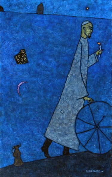 Pittura intitolato "Going at night. Иду…" da Rinat Harisov, Opera d'arte originale, Acrilico