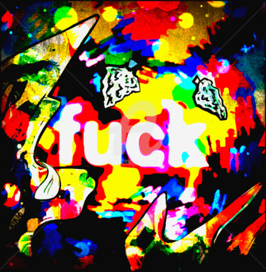 Malerei mit dem Titel "fuck weed" von Rino Vale, Original-Kunstwerk, Digitaldruck