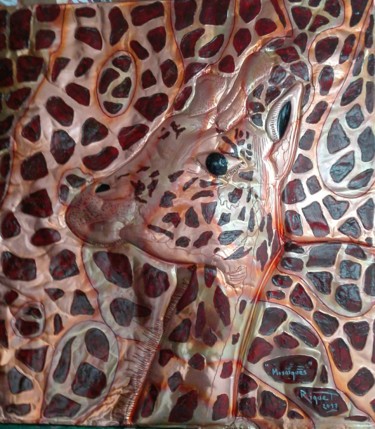 Peinture intitulée "" Mosaïques "" par Riquet Faure, Œuvre d'art originale, Embossage Monté sur Panneau de bois