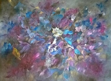 Peinture intitulée "Les fleurs de glyci…" par Rita Cau, Œuvre d'art originale, Huile