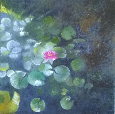 Painting titled "Le nénuphar" by Rita Cau, Original Artwork, Oil