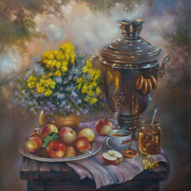 Peinture intitulée "Still life with a s…" par Rita Cemkalo, Œuvre d'art originale, Huile