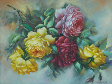 Malerei mit dem Titel "Roses" von Rita Cemkalo, Original-Kunstwerk, Öl