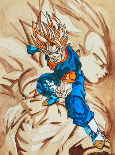 Schilderij getiteld ""Stop War"- Goku" door Rita Monika Vintu (RitArt), Origineel Kunstwerk, Acryl Gemonteerd op Karton