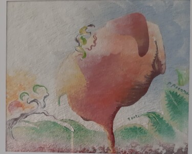 Ζωγραφική με τίτλο "In autunno un pomod…" από Rita Pecorari, Αυθεντικά έργα τέχνης, Λάδι Τοποθετήθηκε στο Ποτήρι