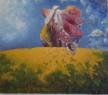 Pittura intitolato "Volo di farfalle su…" da Rita Pecorari, Opera d'arte originale, Olio