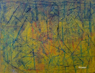 Painting titled "Shapes in Yellow" by Rizwan Ali, Original Artwork, Oil