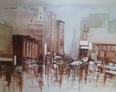 Картина под названием "New Yorj" - Ricardo Massucatto, Подлинное произведение искусства, Масло