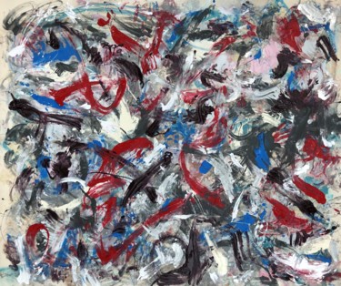 Pintura titulada "N77 AbEx Abstract E…" por Robert Miskines, Obra de arte original, Esmalte