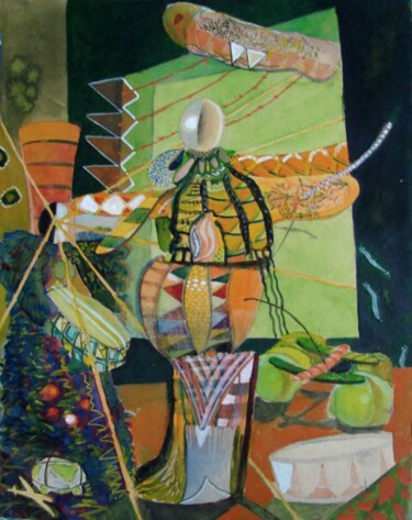 Painting titled "Trommelaers (drumme…" by Rob Arbouw, Original Artwork, Oil