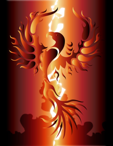 Digitale Kunst getiteld "Phoenix Rising" door Robert Ball, Origineel Kunstwerk, Digitaal Schilderwerk