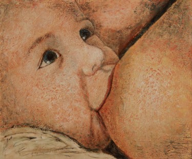 Pintura intitulada "Maternité" por Robert Bass, Obras de arte originais, Acrílico