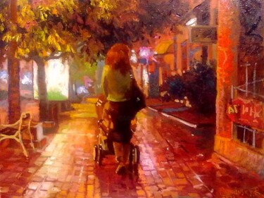 Painting titled "stroll" by Robert Braginsky, Original Artwork, Oil
