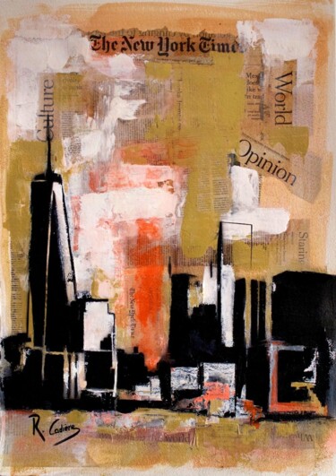 Schilderij getiteld "Manhattan downtown…" door Robert Cadiere, Origineel Kunstwerk, Acryl