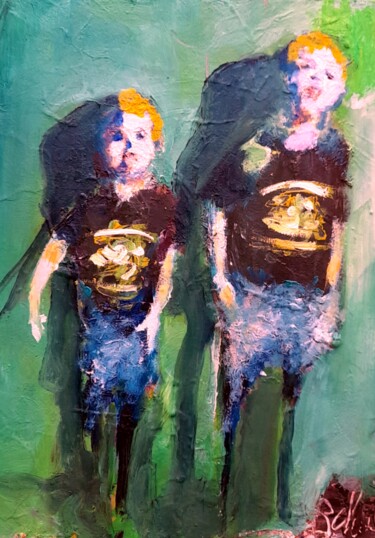 Peinture intitulée "Les suspects" par Robert Charles, Œuvre d'art originale, Huile Monté sur Carton