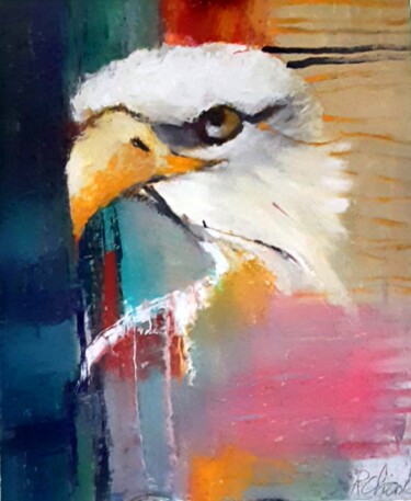 Malerei mit dem Titel "Un Aigle" von Robert Charles, Original-Kunstwerk, Öl Auf artwork_cat. montiert
