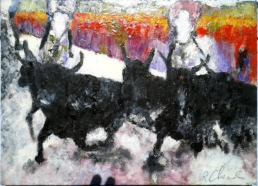 Painting titled "(1)manade" by Robert Charles, Original Artwork, Oil Mounted on Wood Stretcher frame