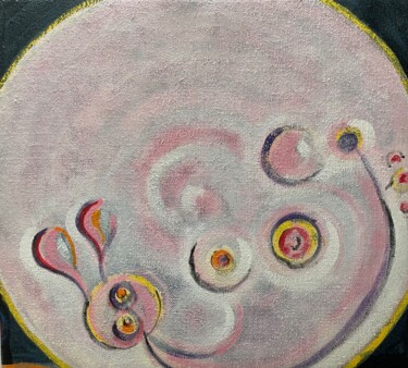 Malerei mit dem Titel "PINK MOON" von Robert Craig Grassle, Original-Kunstwerk, Acryl Auf Keilrahmen aus Holz montiert