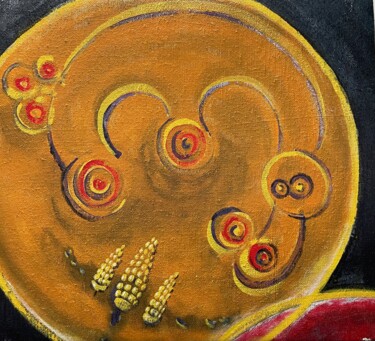 Ζωγραφική με τίτλο "HARVEST MOON" από Robert Craig Grassle, Αυθεντικά έργα τέχνης, Ακρυλικό Τοποθετήθηκε στο Ξύλινο φορείο σ…