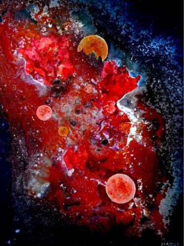 Malarstwo zatytułowany „Cosmos 17” autorstwa Robert Daout, Oryginalna praca, Akryl Zamontowany na Drewniana rama noszy