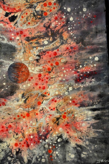 Painting titled "Cosmos 56 (petit fo…" by Robert Daout, Original Artwork, Acrylic Mounted on Wood Stretcher frame