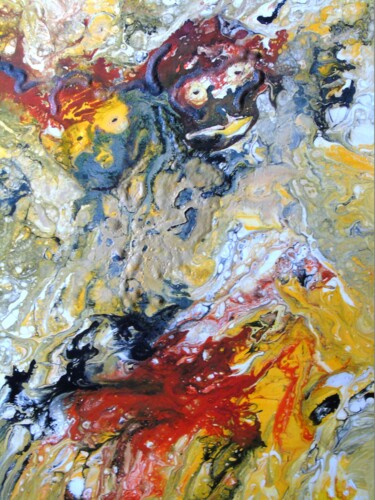 Картина под названием "Abstrait 122 (Les m…" - Robert Daout, Подлинное произведение искусства, Акрил Установлен на Деревянна…