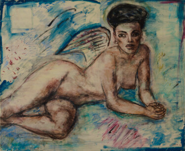 Pittura intitolato "L'Ange" da Robert Gibson, Opera d'arte originale, Olio Montato su Telaio per barella in legno