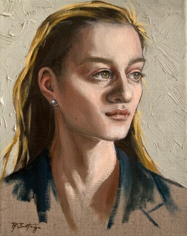 Painting titled "Sandrine" by Robert Inestroza, Original Artwork, Oil