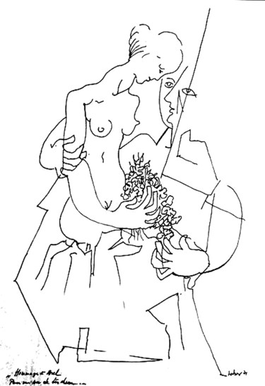 Dessin intitulée "DESSIN Tendresse No2" par Robert Labor, Œuvre d'art originale, Encre Monté sur Carton