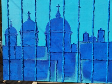 Pittura intitolato "Basilique bleue" da Robert Martinez, Opera d'arte originale, Acrilico
