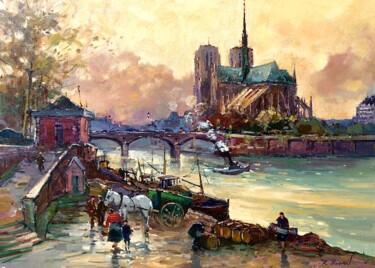 Schilderij getiteld "PARIS NOTRE DAME JA…" door Robert Ricart, Origineel Kunstwerk, Olie