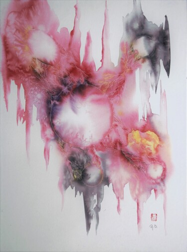Картина под названием "Nubo 3" - Robert Serfati, Подлинное произведение искусства, Акварель Установлен на Деревянная панель