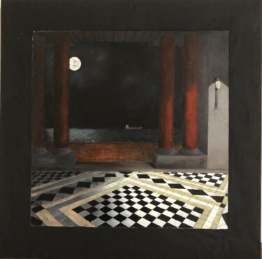 Schilderij getiteld "Promenade by night" door Robert Van Den Herik, Origineel Kunstwerk, Olie