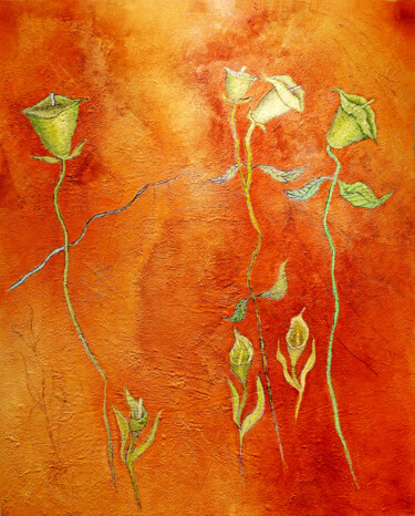 Painting titled "green stems" by Robert Winslow, Original Artwork, Oil